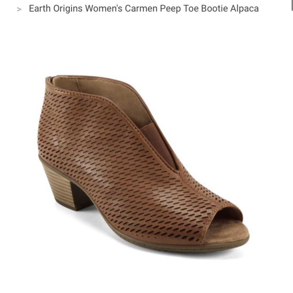 Earth Origins Women's Carmen Peep Toe Bootie Alpaca Size 6.5